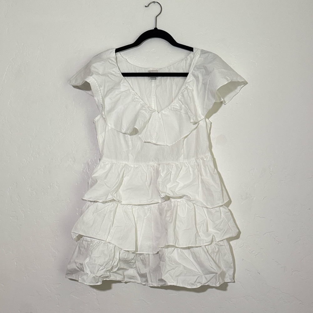 a new day White Ruffled Blouse